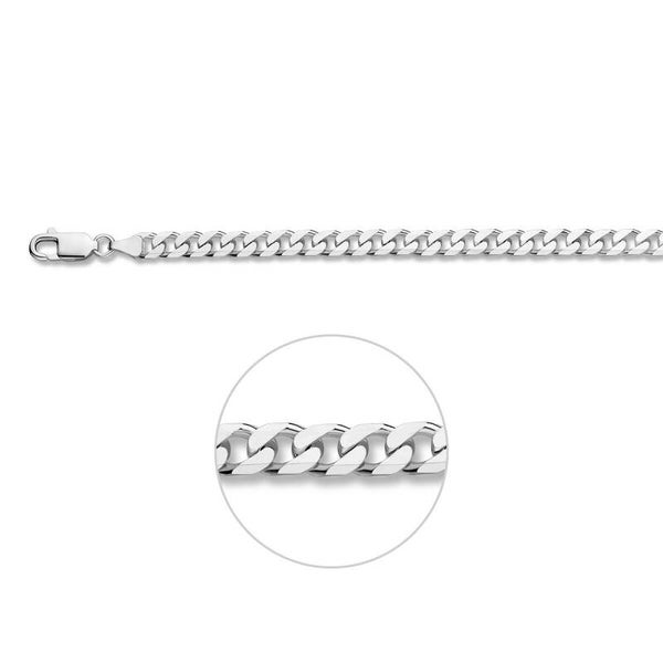 Zilveren schuin geslepen armband gourmet (smal)