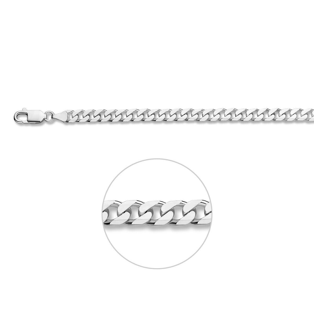 Zilveren schuin geslepen ketting gourmet (breed)