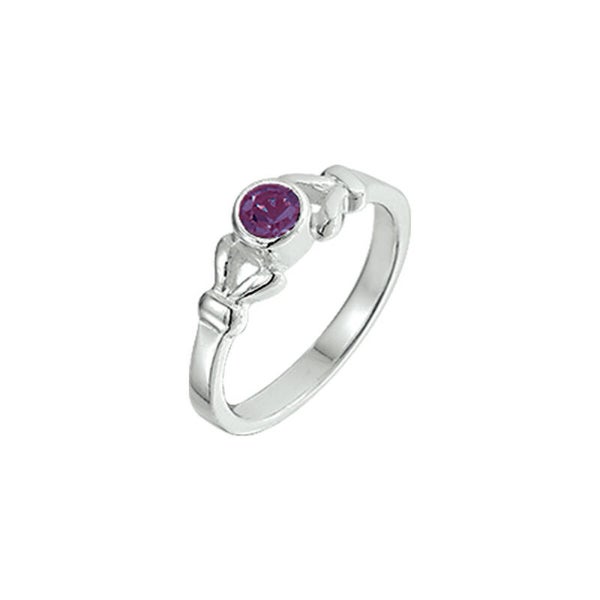 Zilveren ring met paarse strass