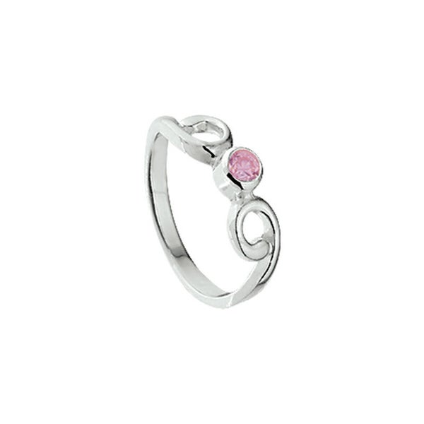 Zilveren elegante ring met roze zirconia