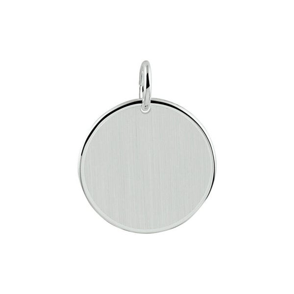 Zilveren graveerhanger rond mat
