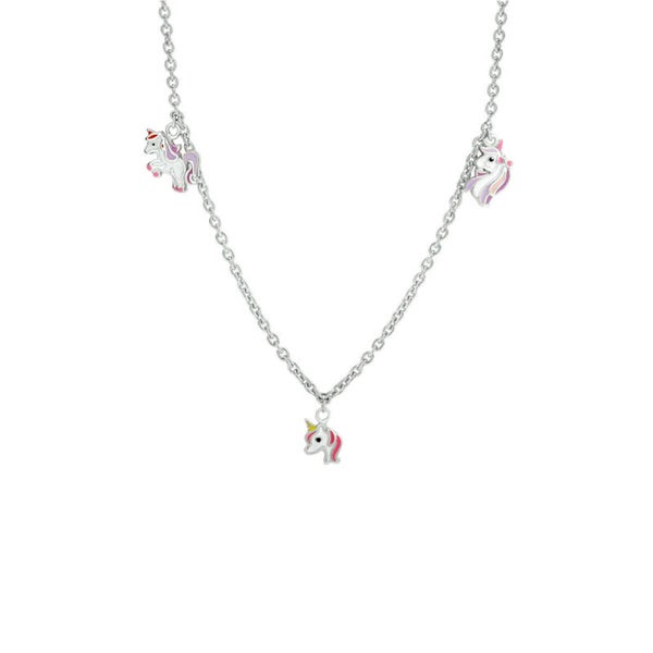 Zilveren ketting met drie eenhoorns