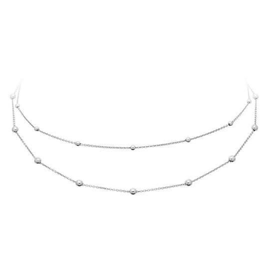 Zilveren dubbele ketting met bolletjes