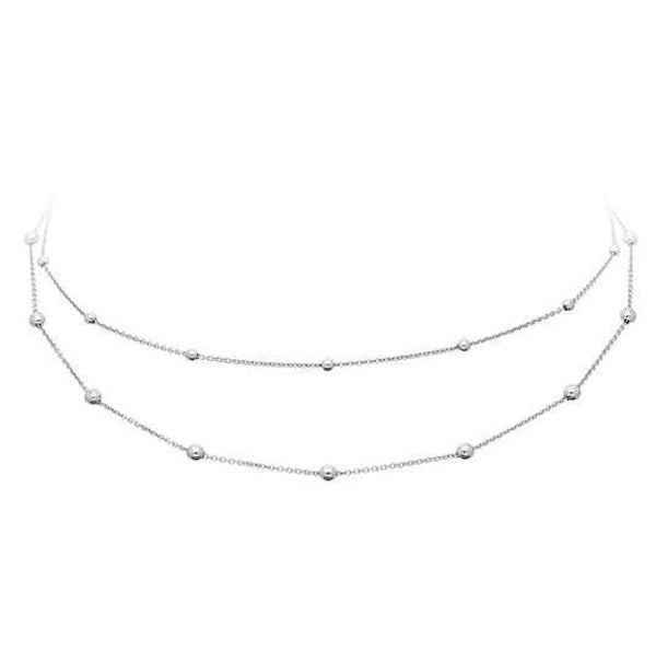 Zilveren dubbele ketting met bolletjes