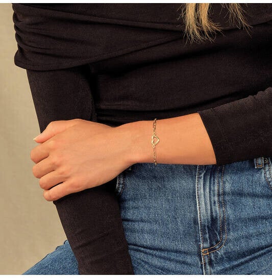 Armband zilver verguld open hart