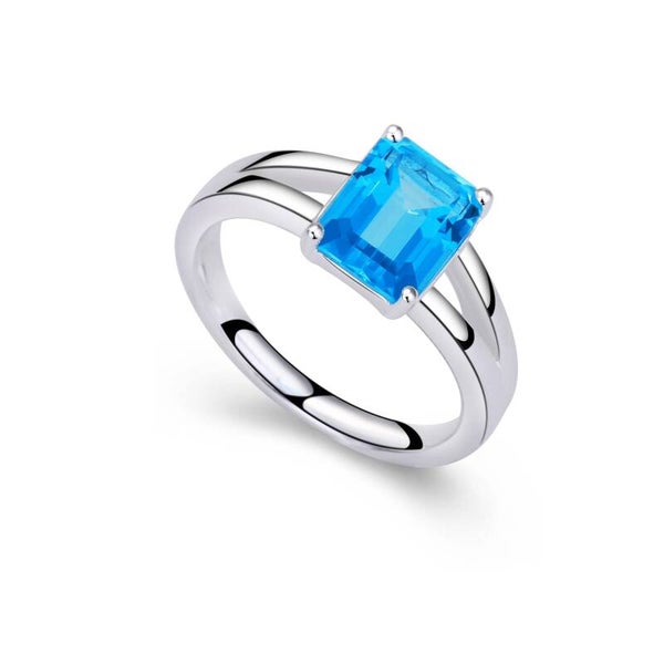 Zilveren ring met blauw topaas