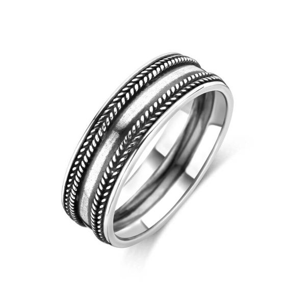 Zilveren ring dubbele schakellijn