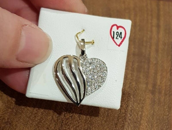 Zilveren hanger groot hart met zirconia's