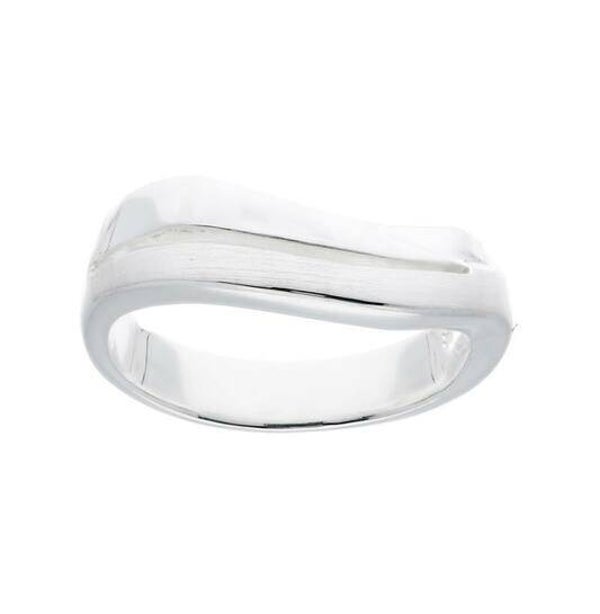 Zilveren ring met helling omlaag