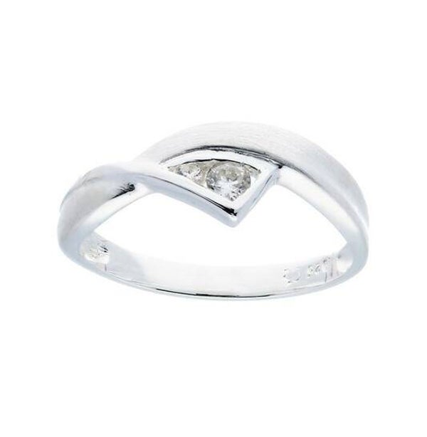 Zilveren ring met hoek ontwerp en zirconia's