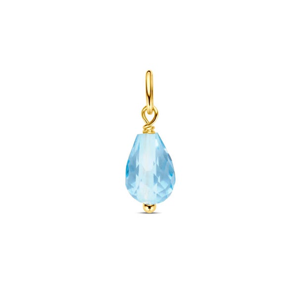 Gouden hangertjes blauw topaas