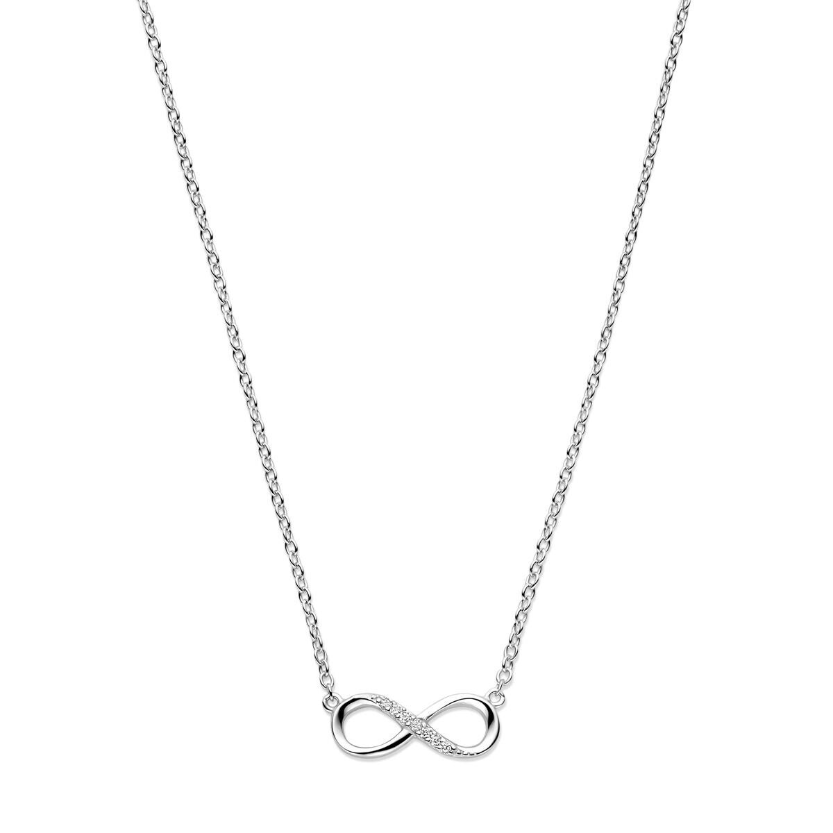 Zilveren infinity ketting met zirconia