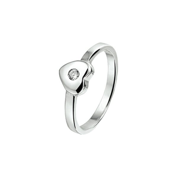 Zilveren ring hart met zirconia