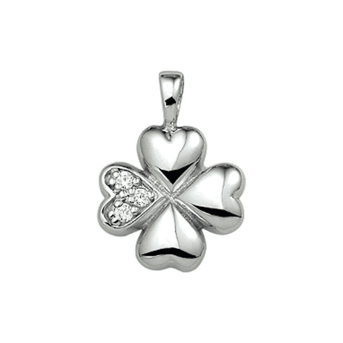 Zilveren hanger bolle klaver met zirconia's