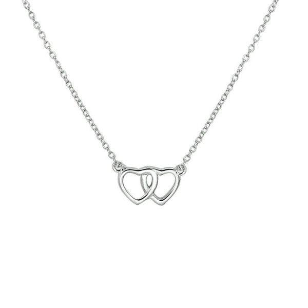 Zilveren ketting dubbele hartjes