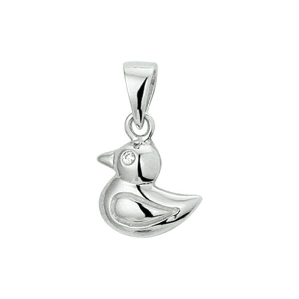 Zilveren hanger eendje met zirconia