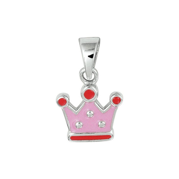 Zilveren hanger roze kroontje