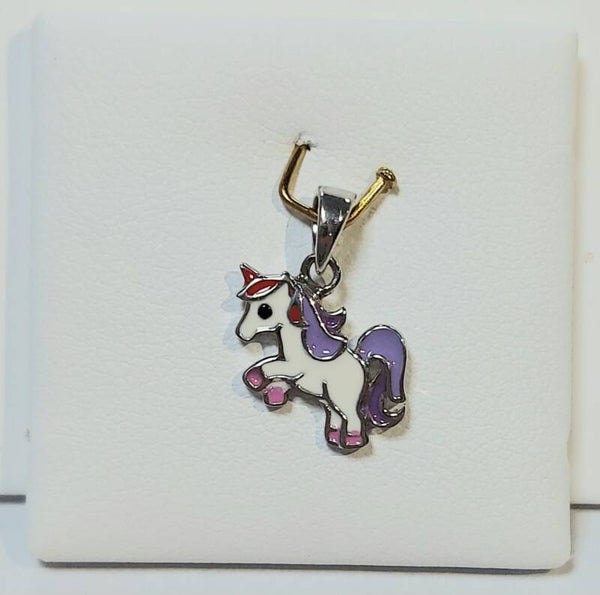 Zilveren hanger steigerend eenhoorn