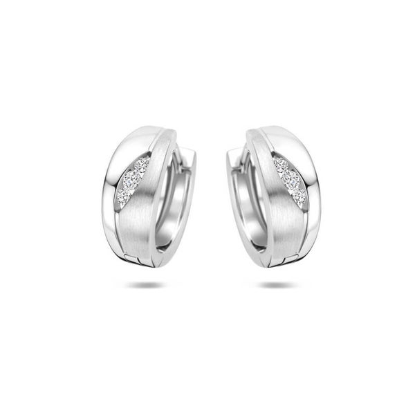 Zilveren oorringen valkenoog met zirconia