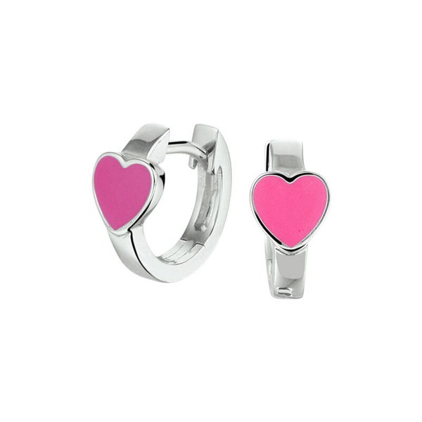 Zilveren oorringen roze hartjes