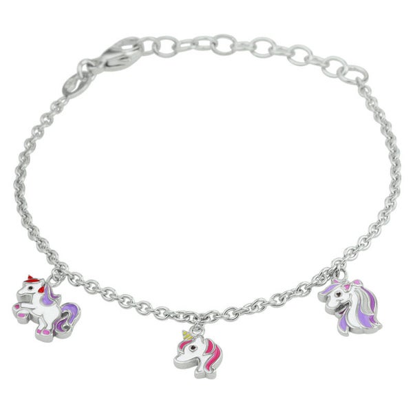 Zilveren armband trio eenhoorns