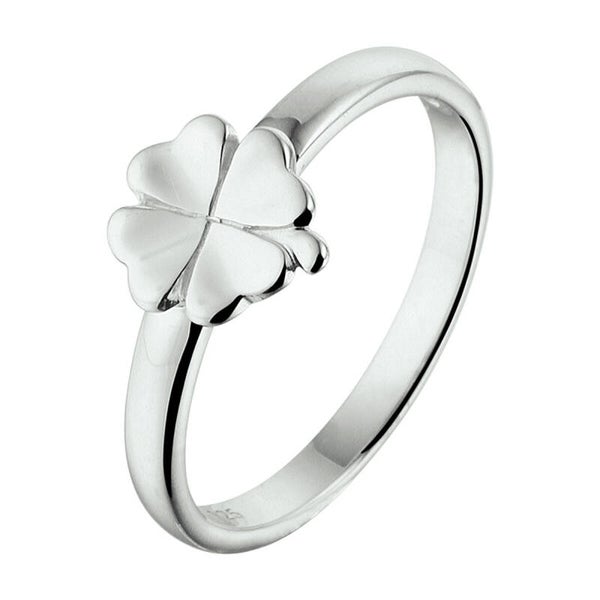 Zilveren ring klavertje