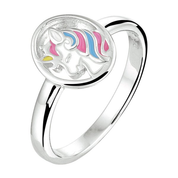 Zilveren ring eenhoorn portret