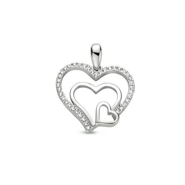 Zilveren hanger trio hartjes met zirconia's