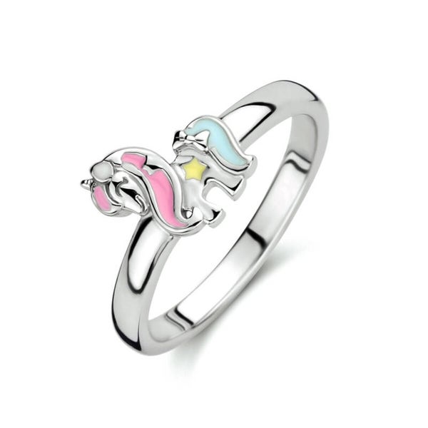 Zilveren ring elegante eenhoorn met sterretje