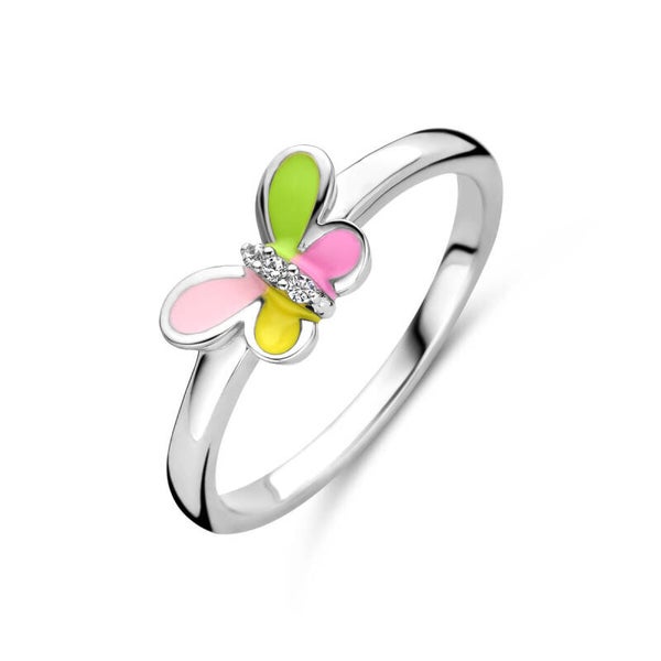 Zilveren ring vlinder met zirconia