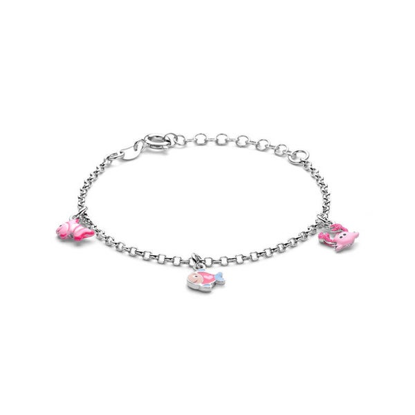 Zilveren armband roze zeedieren