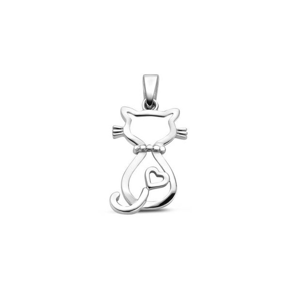 Zilveren hanger poes