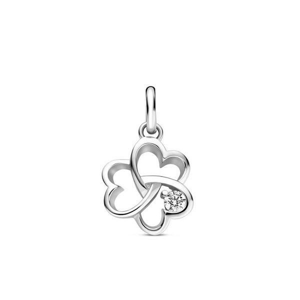 Zilveren hanger klavertje met zirconia