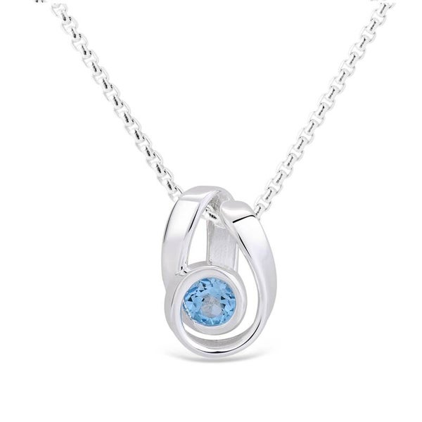 Zilveren collier met ijs blauwe topaas