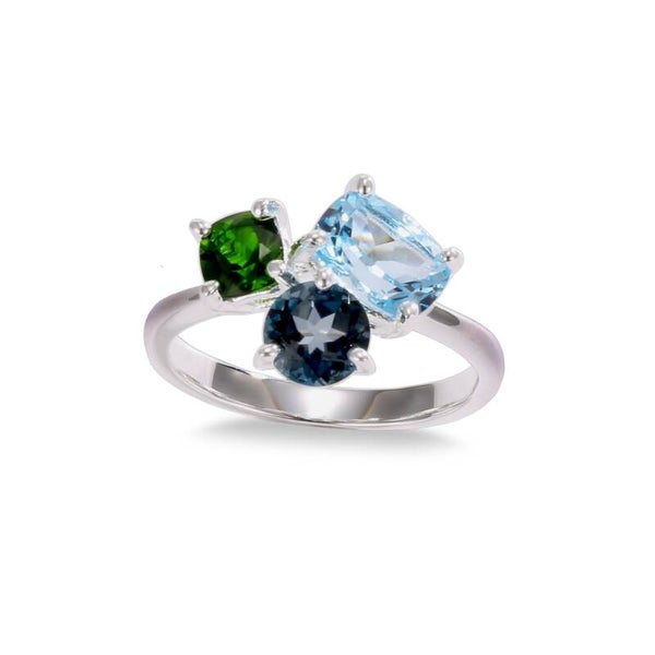 Zilveren ring met tri-color topaas
