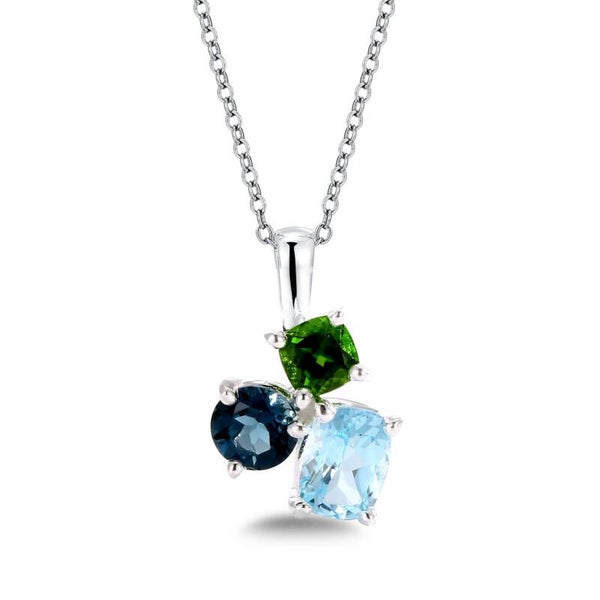 Zilveren collier met tri-color topaas