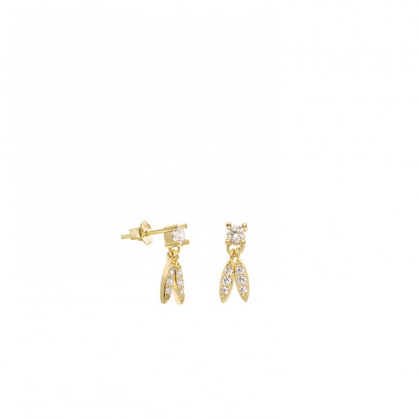 Vergulde veren oorknoppen met zirconia's