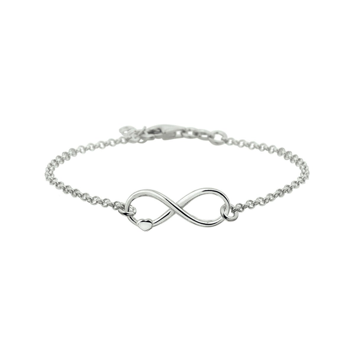 Zilveren armband infinity met klein hartje