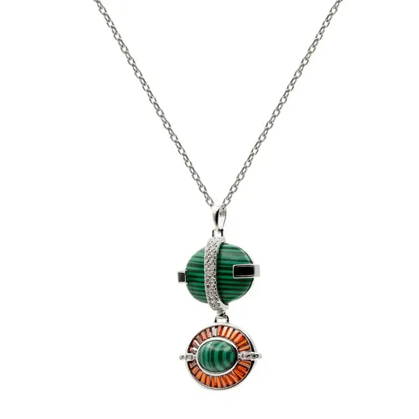 Zilveren ketting met 2 ovalen stenen