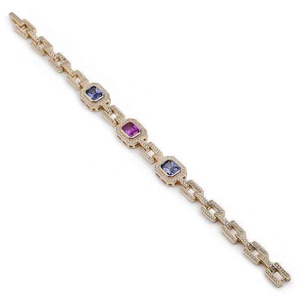 Vergulde armband met gekleurde stenen en zirconia's