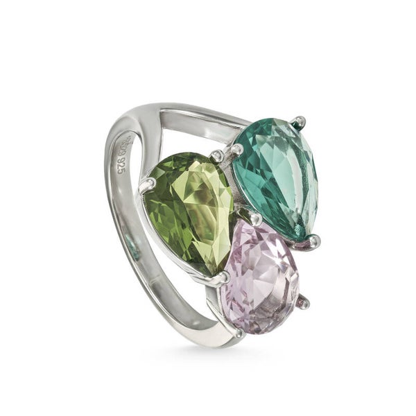 Zilveren ring in tri-color