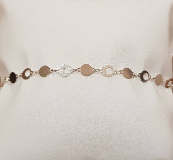Zilveren armband ronde en halve maan plaatjes