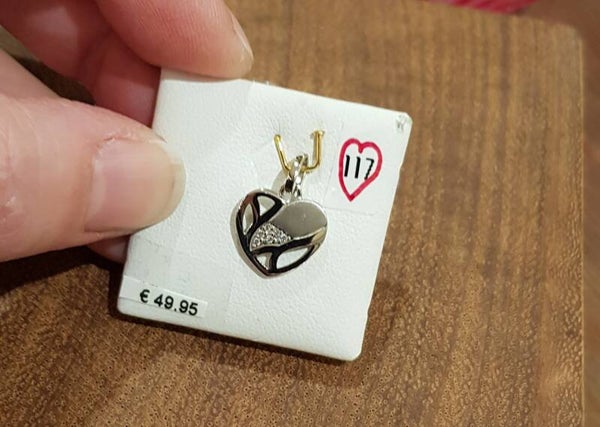 Zilveren hanger geometrisch hart met zirconia's