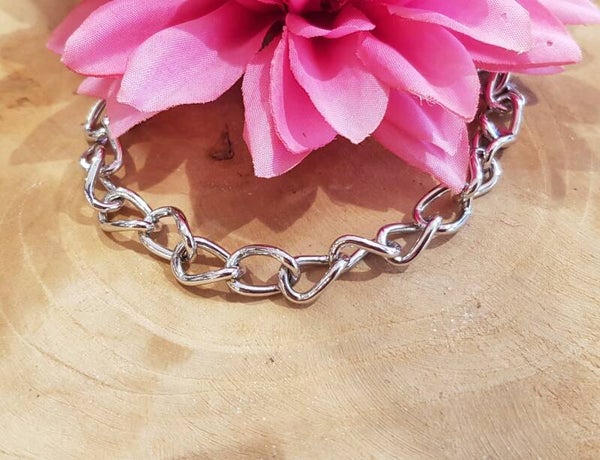 Zilveren massief schakelarmband wokkel