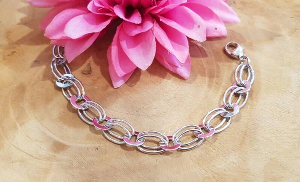 Zilveren massief schakelarmband fantasie