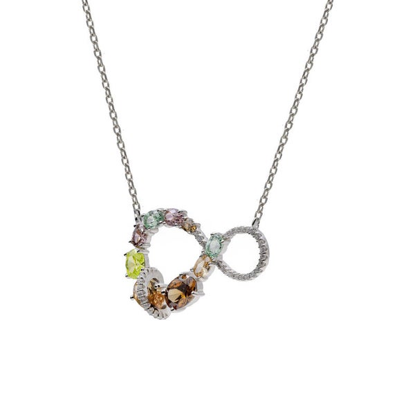 Zilveren ketting infinity symbool met kleursteen