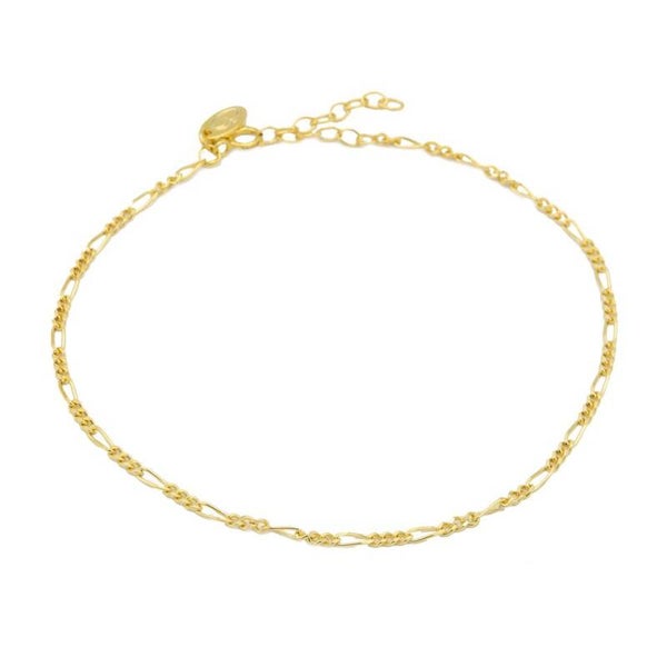 Karma enkelbandje figaro schakel, goldplated