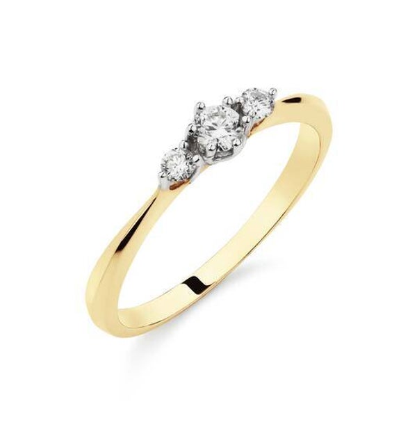 Diamant trilogie bicolor gouden ring
