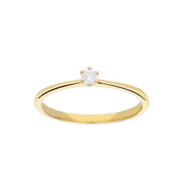 Gouden solitair ring met diamant 0,08ct