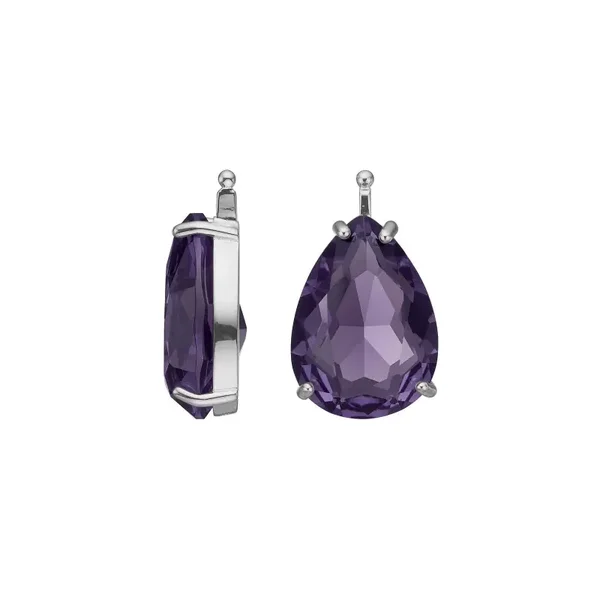 Zilveren gezette druppel oorhangers paars